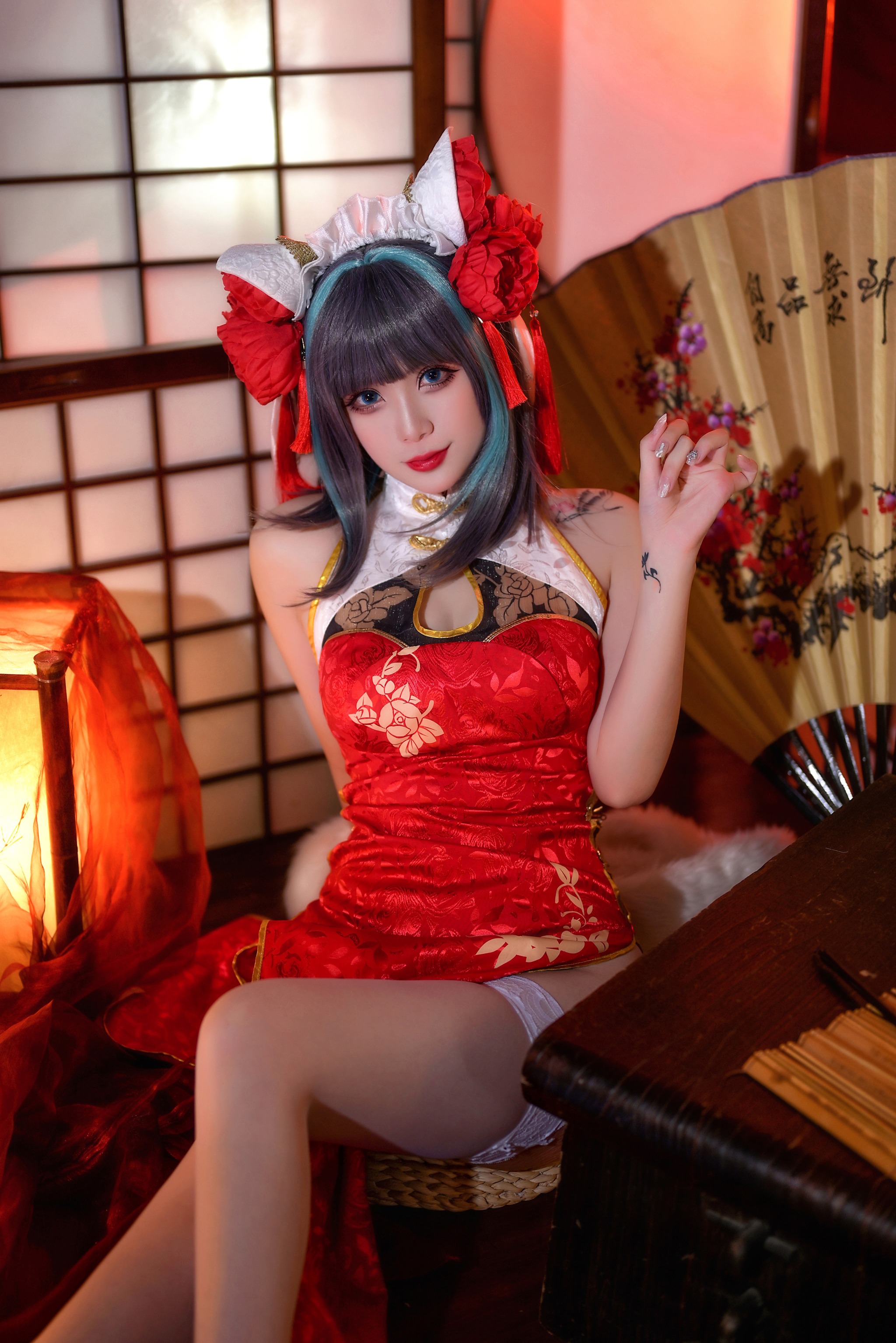 图片[1]-Zyra秋 – NO.008 碧蓝航线 柴郡 红旗袍[20P]-XikXak